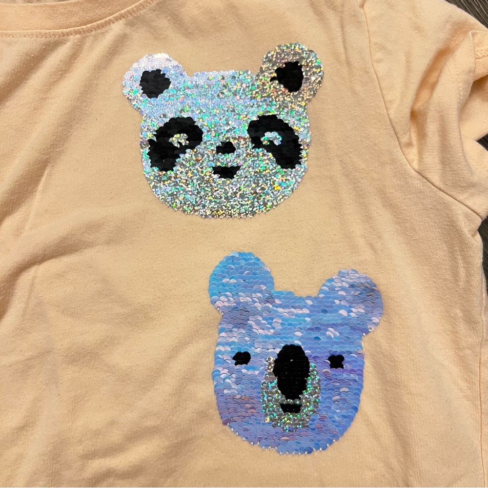Cat & Jack Girls XL 14/16 Pink Sequin Panda Koala Graphic T-Shirt - Picture 3 of 6